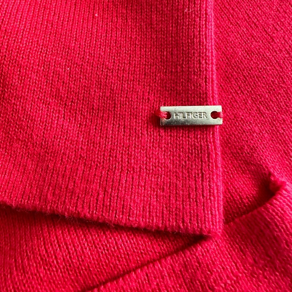 Tommy Hilfiger Cotton Cardigan Sweater Red w/Navy Trim Size XL - Picture 5 of 7